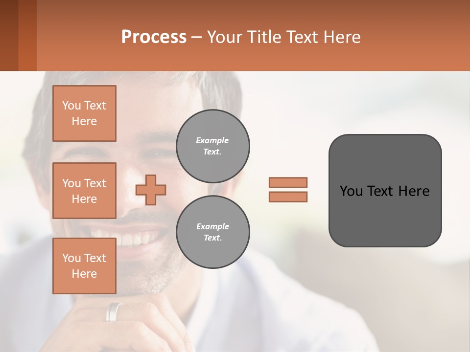 A Man Smiling With A Business Card In Front Of Him PowerPoint Template