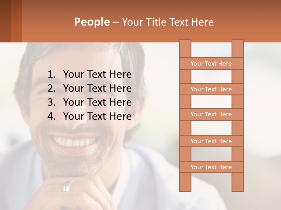 A Man Smiling With A Business Card In Front Of Him PowerPoint Template