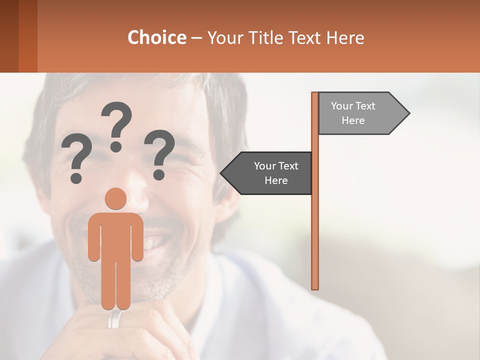 A Man Smiling With A Business Card In Front Of Him PowerPoint Template