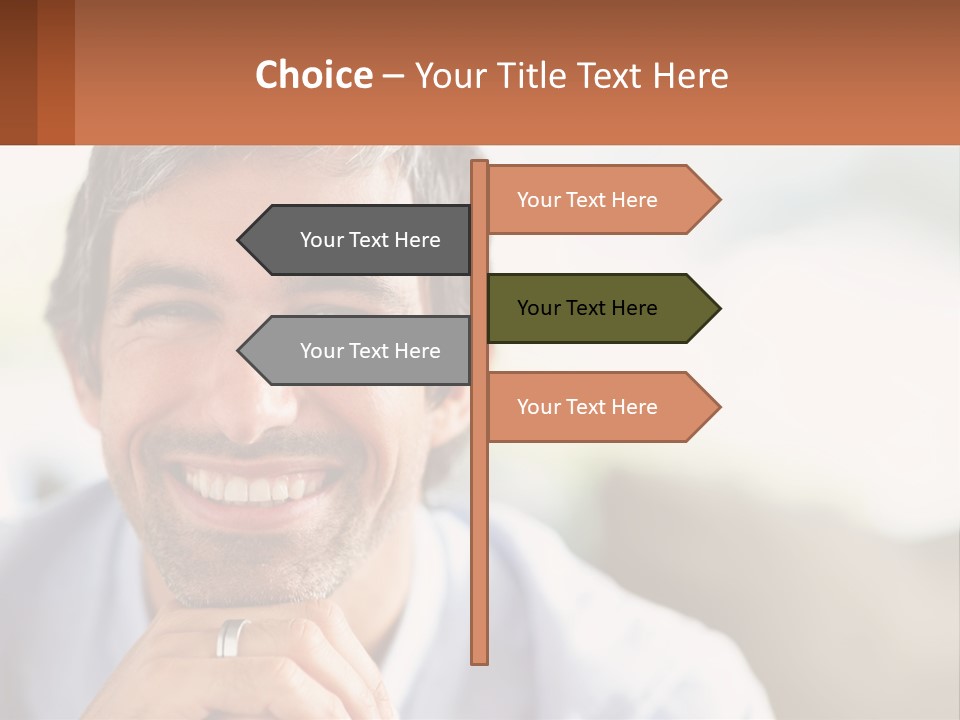A Man Smiling With A Business Card In Front Of Him PowerPoint Template