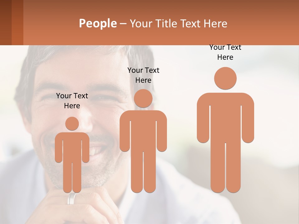 A Man Smiling With A Business Card In Front Of Him PowerPoint Template