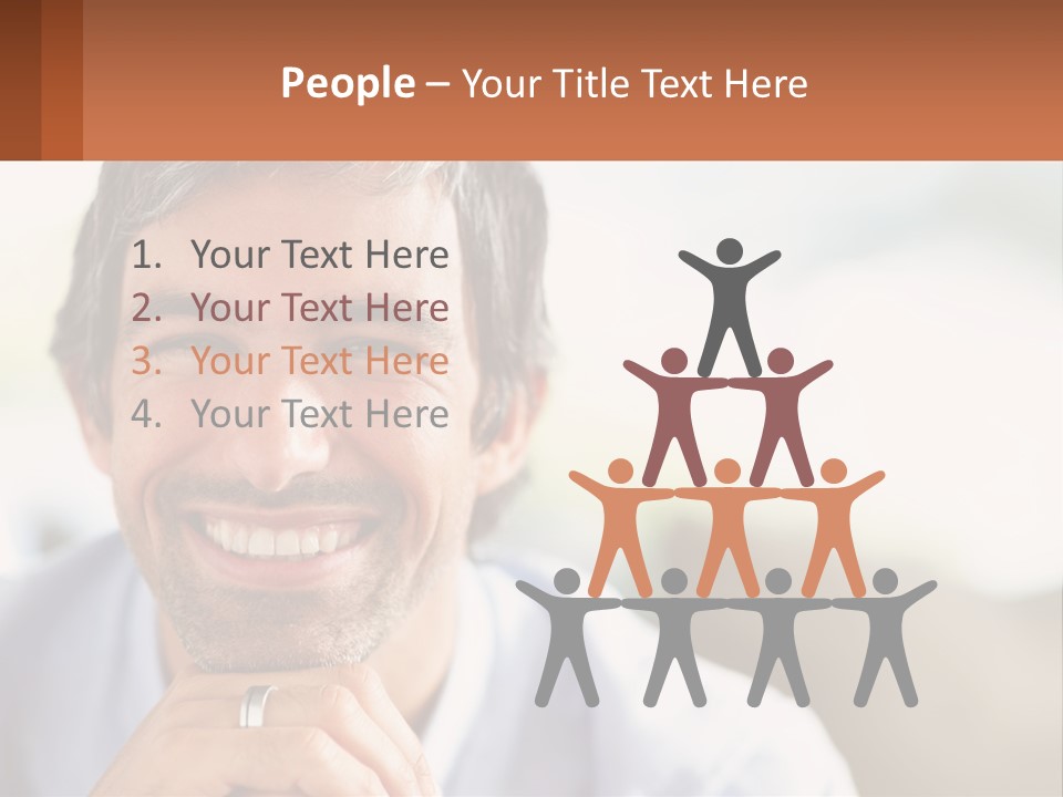 A Man Smiling With A Business Card In Front Of Him PowerPoint Template