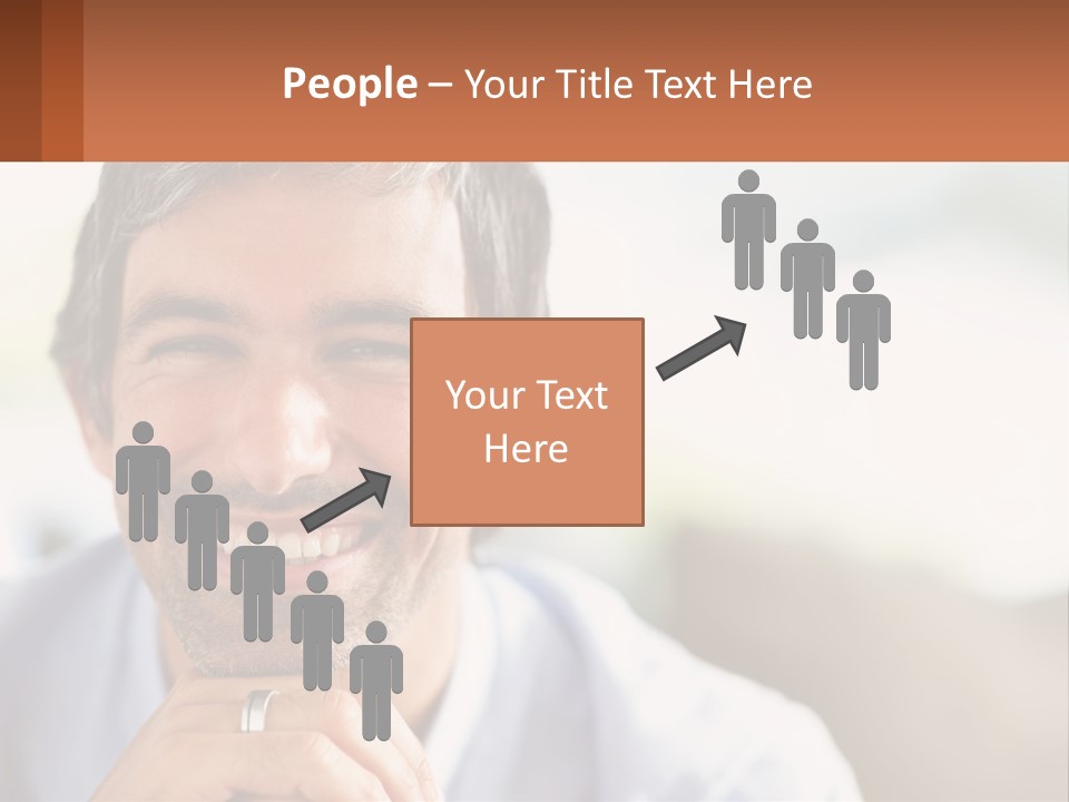 A Man Smiling With A Business Card In Front Of Him PowerPoint Template