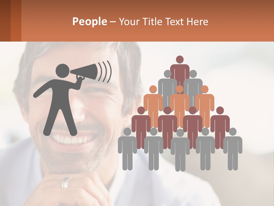 A Man Smiling With A Business Card In Front Of Him PowerPoint Template