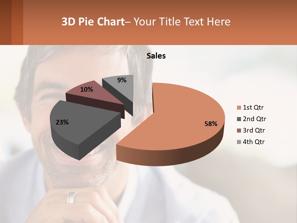 A Man Smiling With A Business Card In Front Of Him PowerPoint Template
