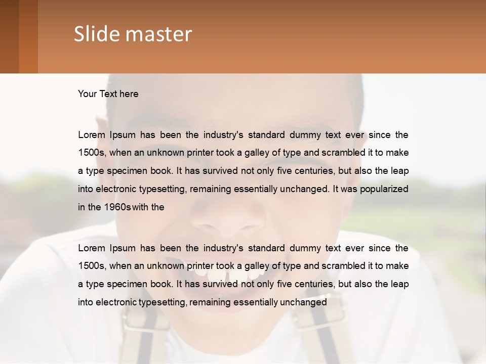 A Young Boy Smiling With His Mouth Open PowerPoint Template