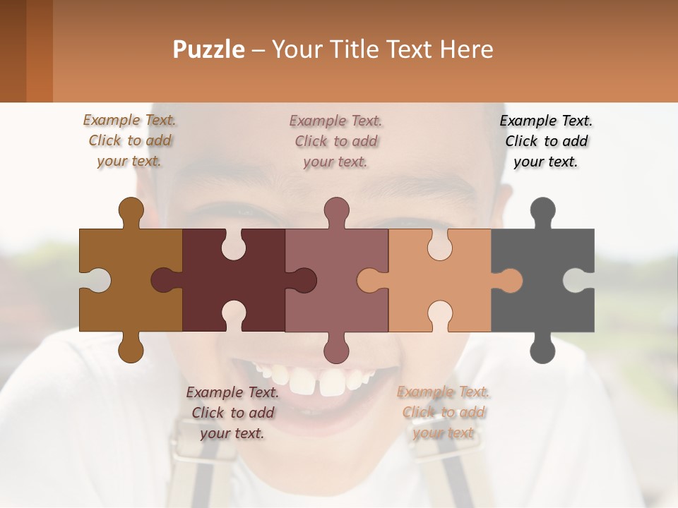 A Young Boy Smiling With His Mouth Open PowerPoint Template