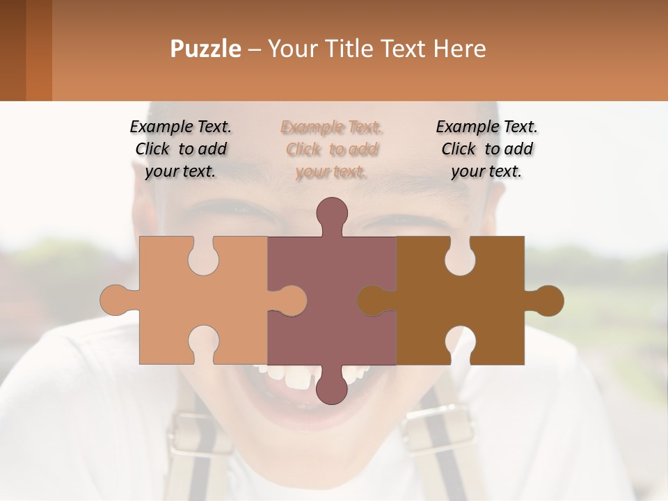 A Young Boy Smiling With His Mouth Open PowerPoint Template