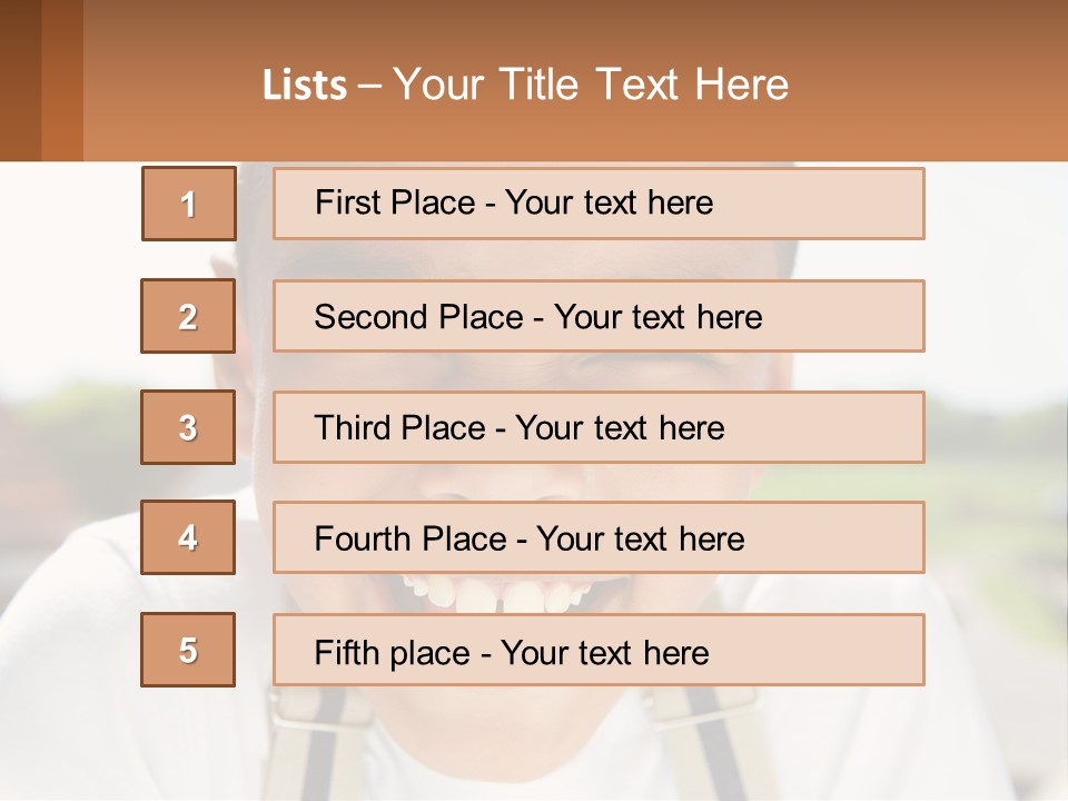 A Young Boy Smiling With His Mouth Open PowerPoint Template