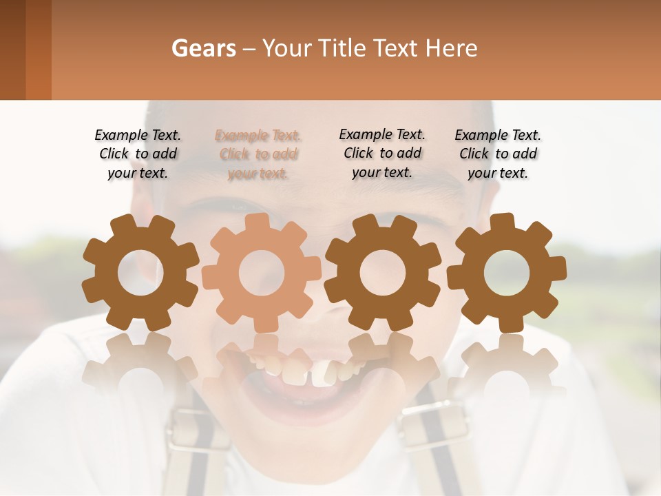 A Young Boy Smiling With His Mouth Open PowerPoint Template