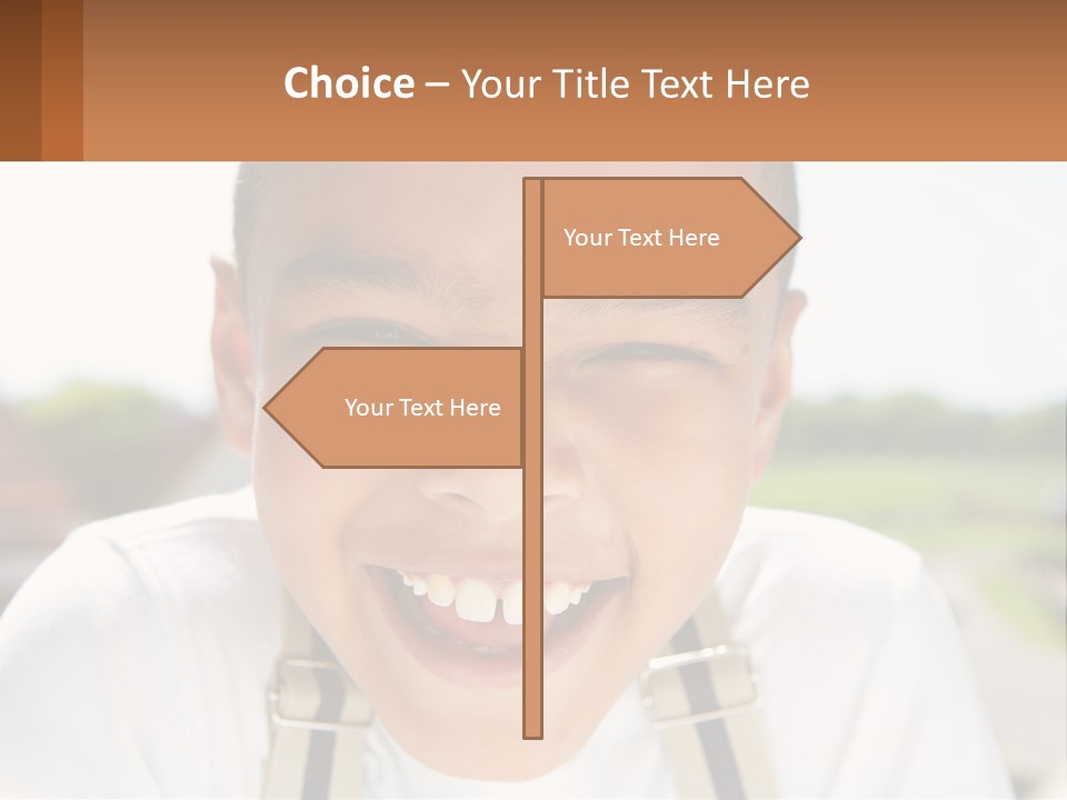 A Young Boy Smiling With His Mouth Open PowerPoint Template
