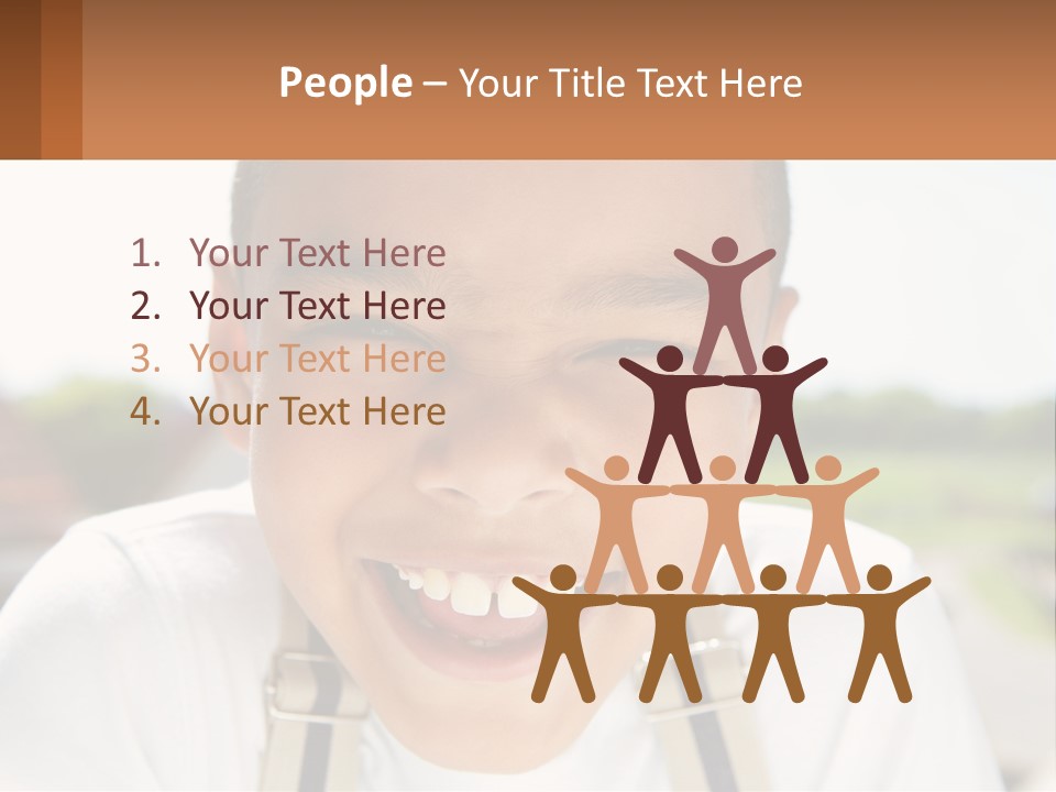 A Young Boy Smiling With His Mouth Open PowerPoint Template