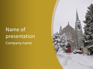 A Church In The Snow Powerpoint Template PowerPoint Template