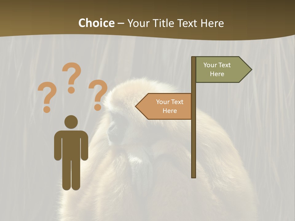 A Monkey Sitting On Top Of A Wooden Post PowerPoint Template