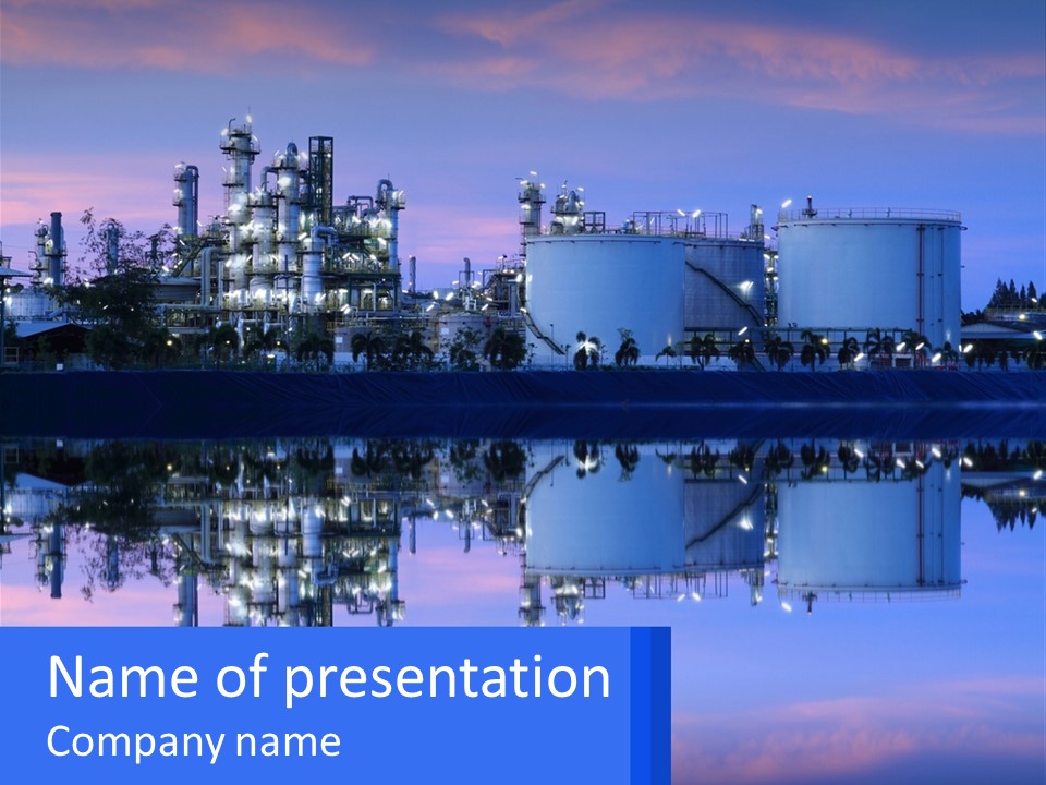 A Power Plant With A Blue Sky In The Background PowerPoint Template