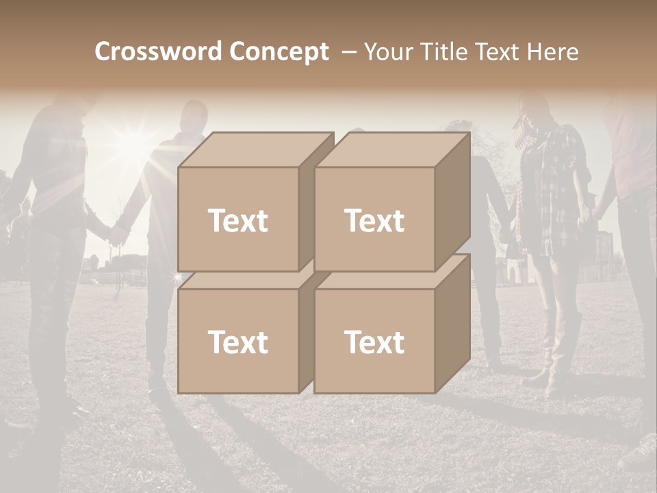 A Group Of People Holding Hands In A Field PowerPoint Template