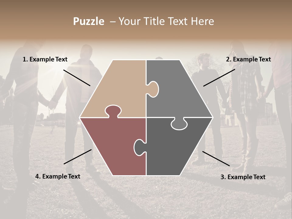 A Group Of People Holding Hands In A Field PowerPoint Template