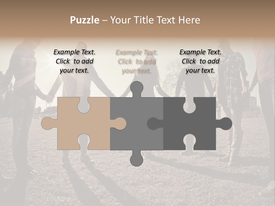 A Group Of People Holding Hands In A Field PowerPoint Template