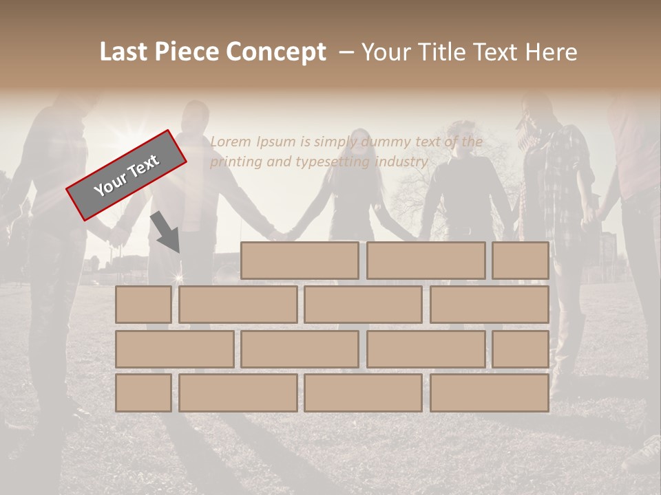 A Group Of People Holding Hands In A Field PowerPoint Template