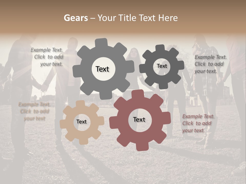 A Group Of People Holding Hands In A Field PowerPoint Template