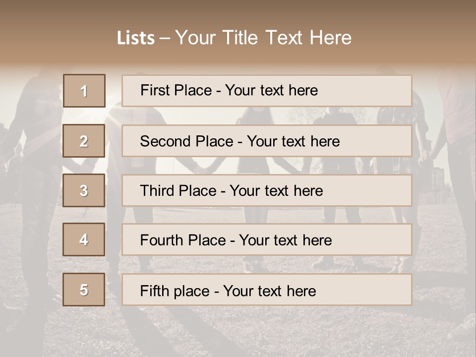 A Group Of People Holding Hands In A Field PowerPoint Template