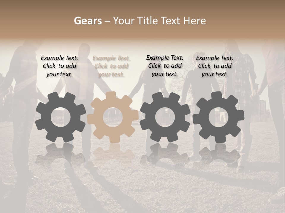 A Group Of People Holding Hands In A Field PowerPoint Template