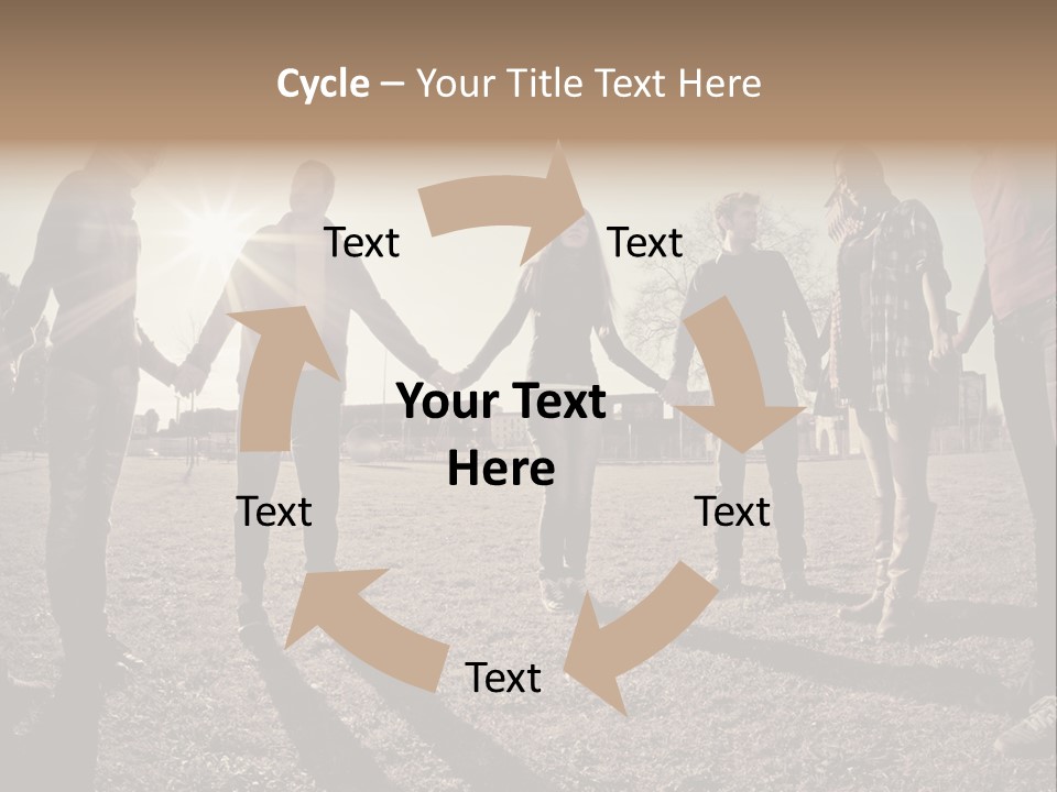 A Group Of People Holding Hands In A Field PowerPoint Template