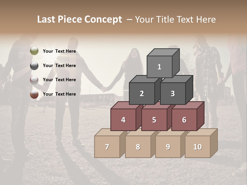 A Group Of People Holding Hands In A Field PowerPoint Template