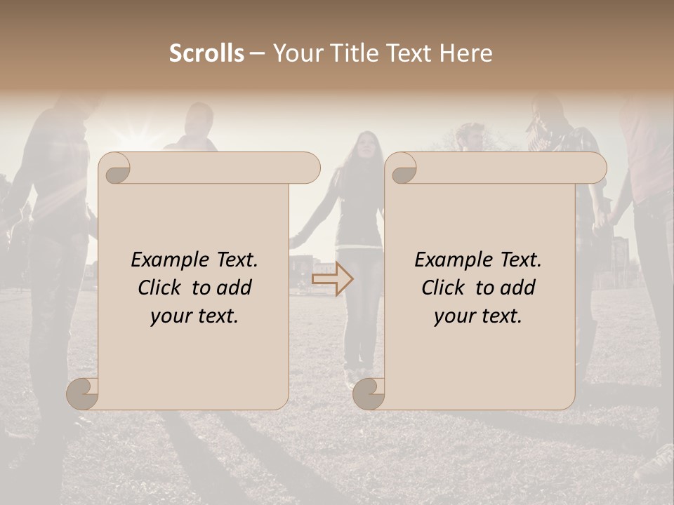 A Group Of People Holding Hands In A Field PowerPoint Template