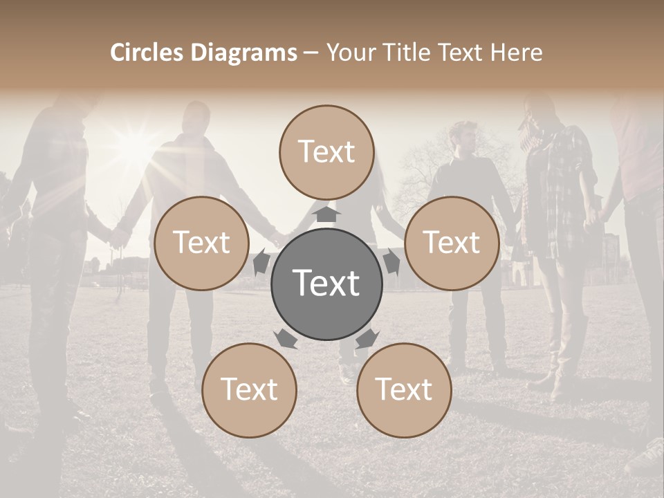 A Group Of People Holding Hands In A Field PowerPoint Template