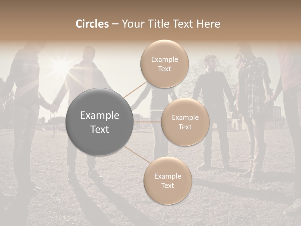 A Group Of People Holding Hands In A Field PowerPoint Template