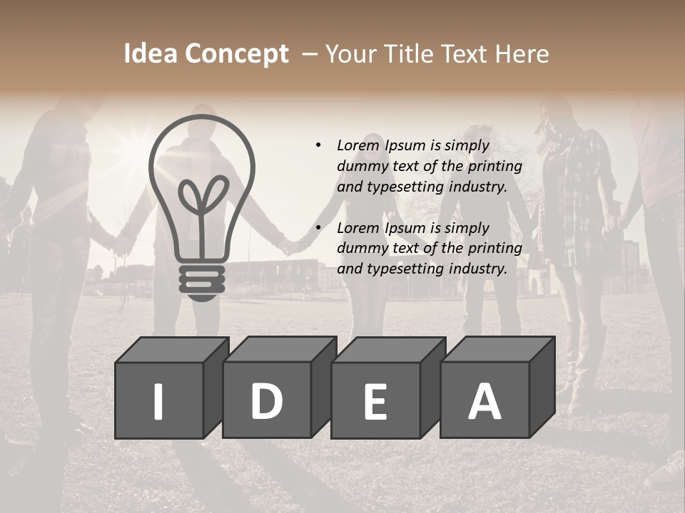 A Group Of People Holding Hands In A Field PowerPoint Template