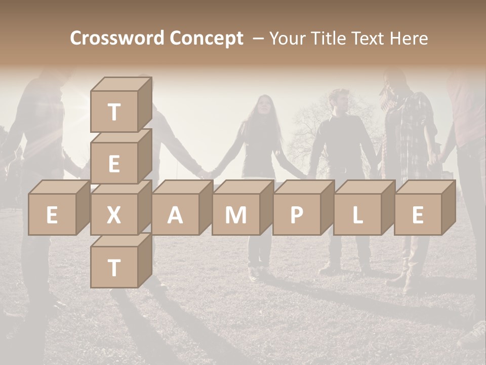 A Group Of People Holding Hands In A Field PowerPoint Template