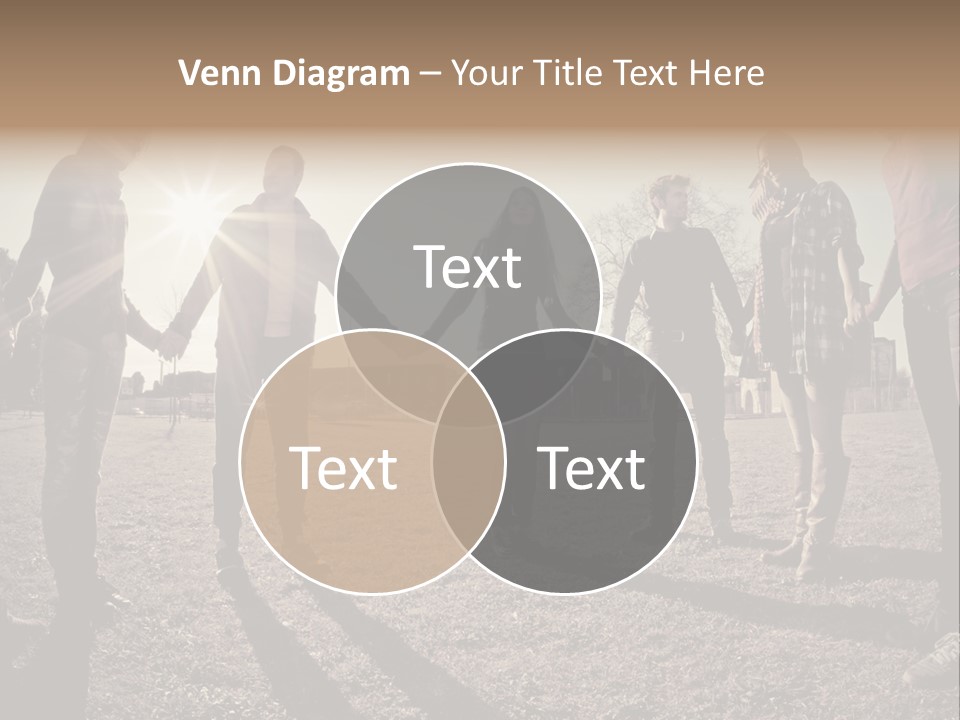 A Group Of People Holding Hands In A Field PowerPoint Template