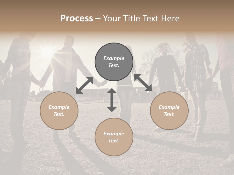 A Group Of People Holding Hands In A Field PowerPoint Template