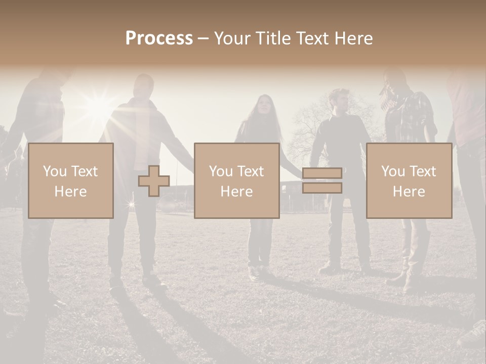 A Group Of People Holding Hands In A Field PowerPoint Template