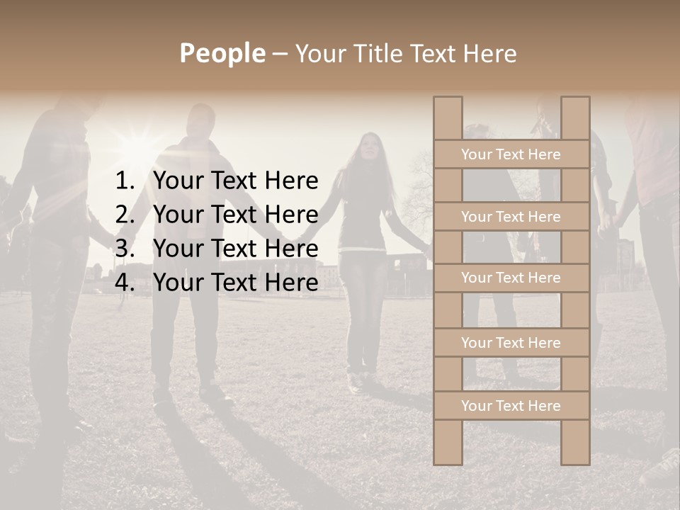 A Group Of People Holding Hands In A Field PowerPoint Template