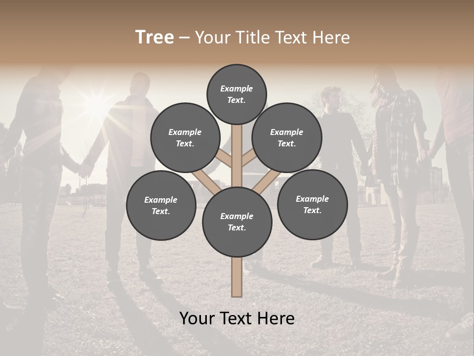 A Group Of People Holding Hands In A Field PowerPoint Template