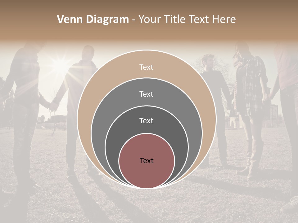 A Group Of People Holding Hands In A Field PowerPoint Template