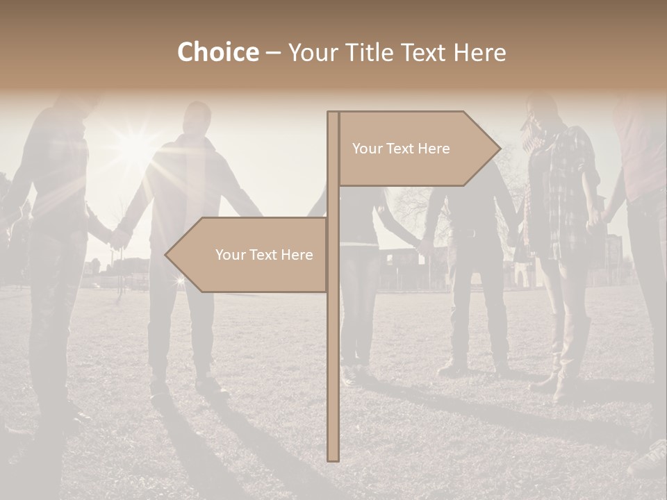 A Group Of People Holding Hands In A Field PowerPoint Template