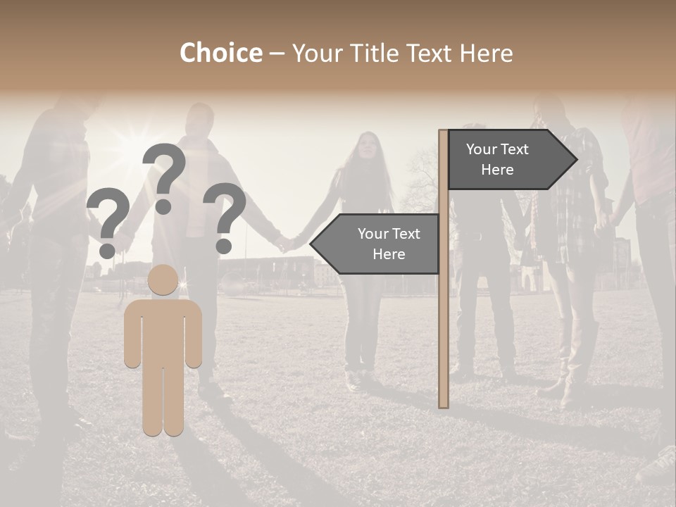 A Group Of People Holding Hands In A Field PowerPoint Template