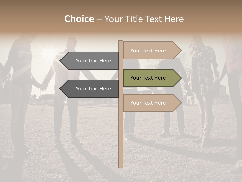 A Group Of People Holding Hands In A Field PowerPoint Template