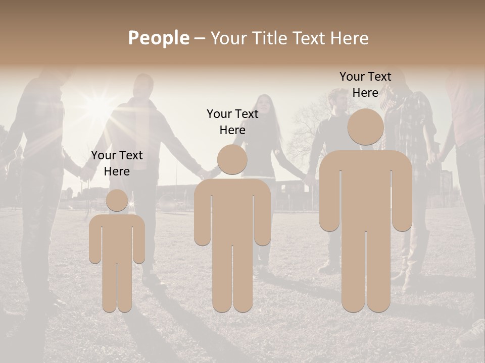 A Group Of People Holding Hands In A Field PowerPoint Template