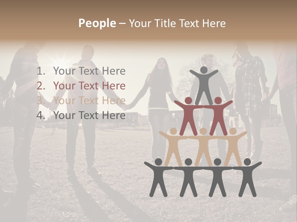 A Group Of People Holding Hands In A Field PowerPoint Template