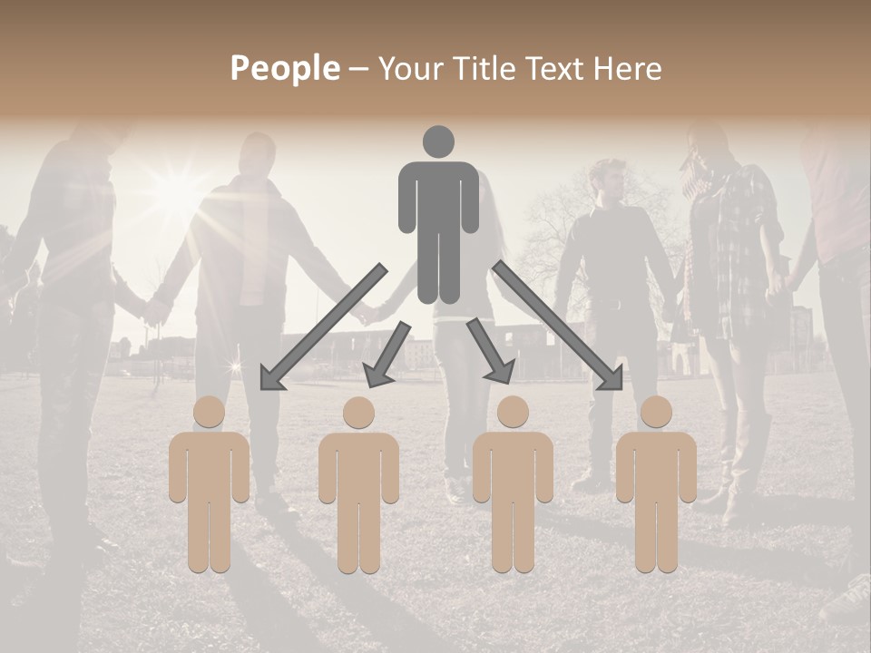 A Group Of People Holding Hands In A Field PowerPoint Template