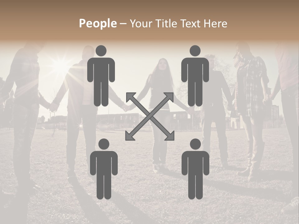 A Group Of People Holding Hands In A Field PowerPoint Template