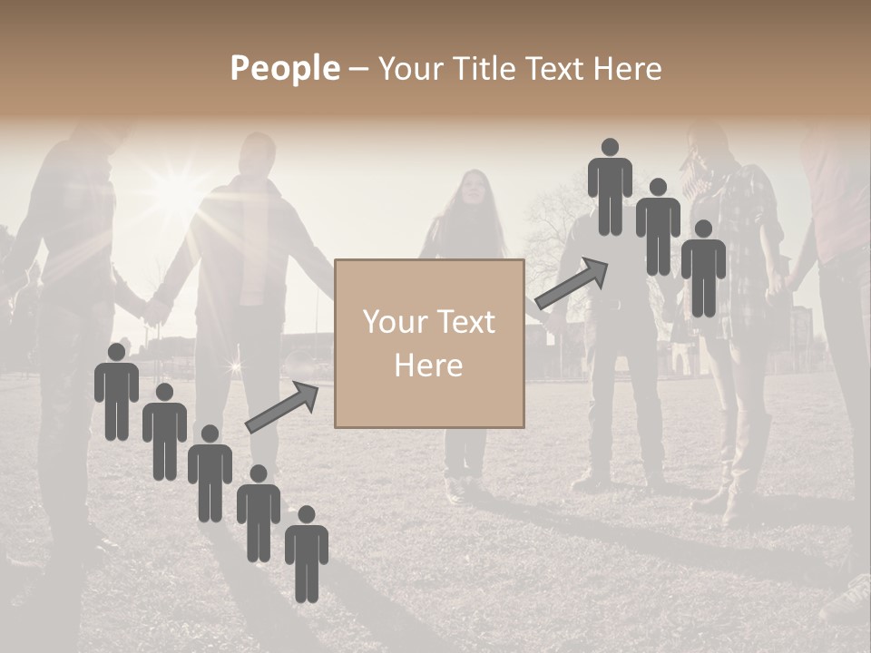 A Group Of People Holding Hands In A Field PowerPoint Template