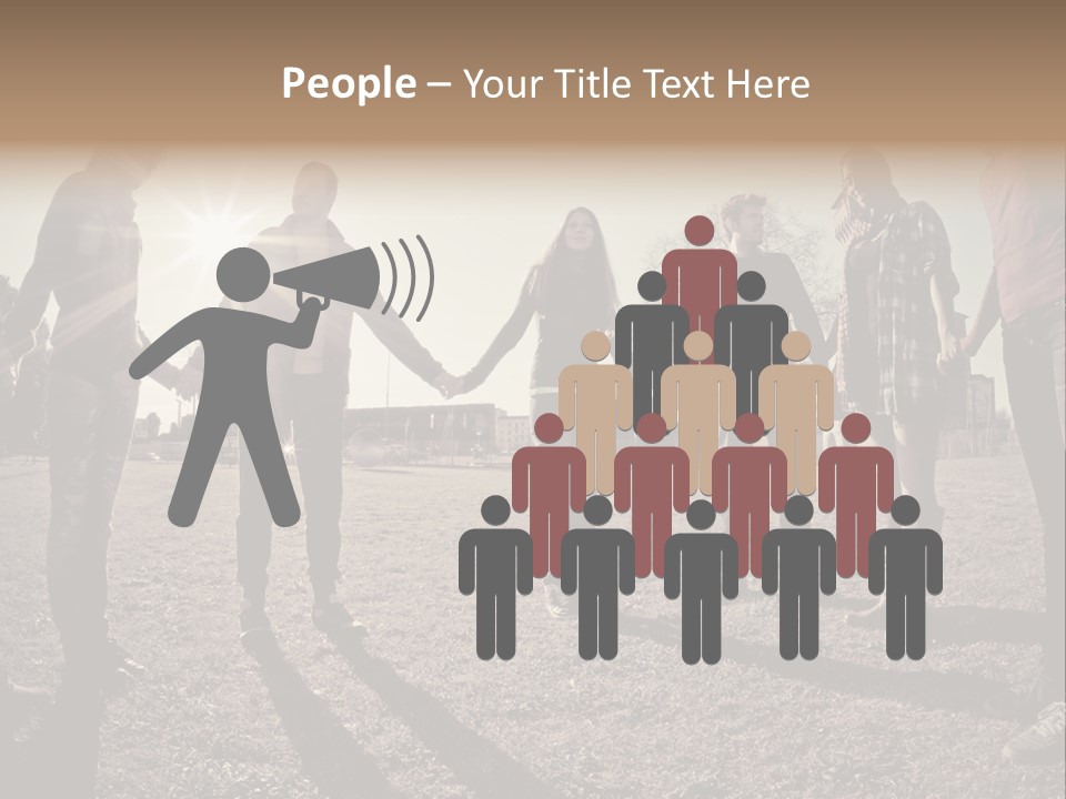 A Group Of People Holding Hands In A Field PowerPoint Template