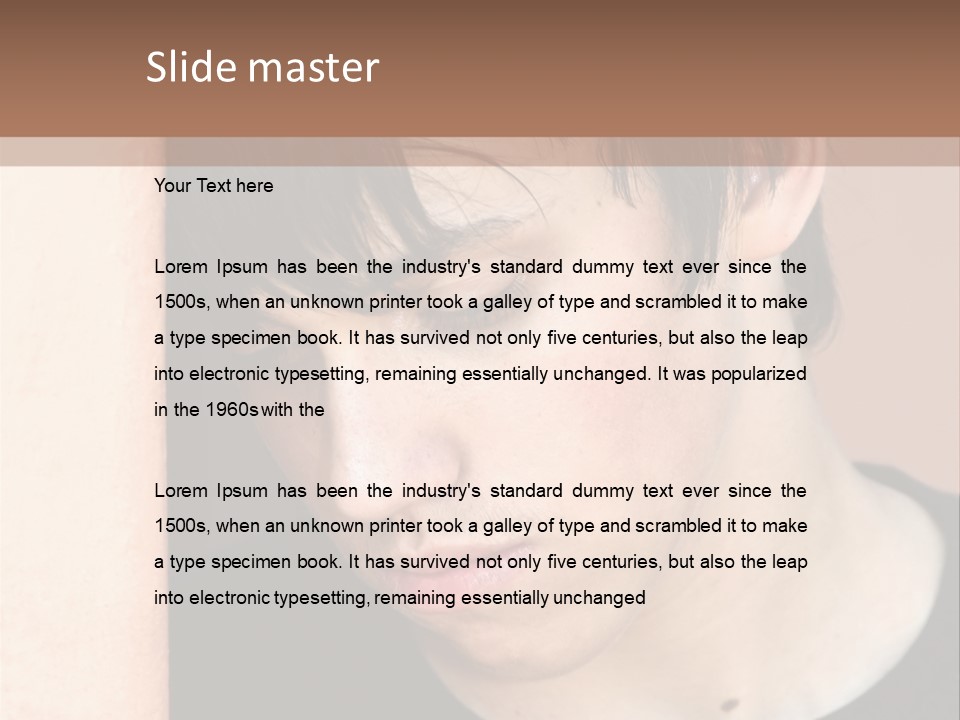 A Young Man Leaning Against A Wall With His Eyes Closed PowerPoint Template