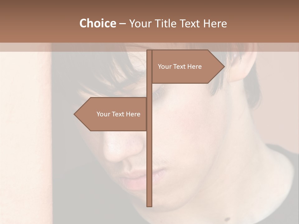 A Young Man Leaning Against A Wall With His Eyes Closed PowerPoint Template